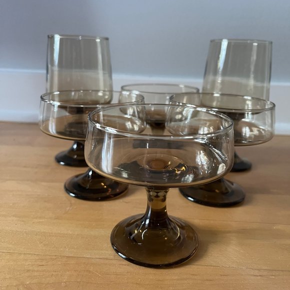 Vintage Libbey Tawny Coupe Set of 4 - Plus 2 Tall Water Goblets - Picture 4 of 5